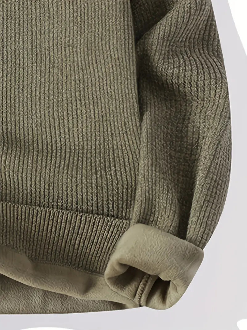 Selfwear™ Minimal Embroidered Knit Sweater – Olive Green
