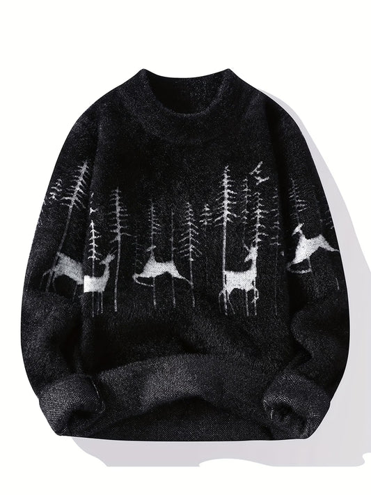 Selfwear™ Forest Print Knit Crewneck Sweater
