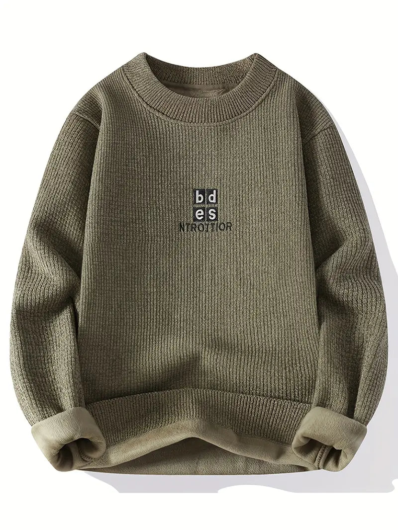 Selfwear™ Minimal Embroidered Knit Sweater – Olive Green