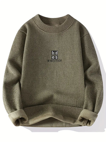 Selfwear™ Minimal Embroidered Knit Sweater – Olive Green
