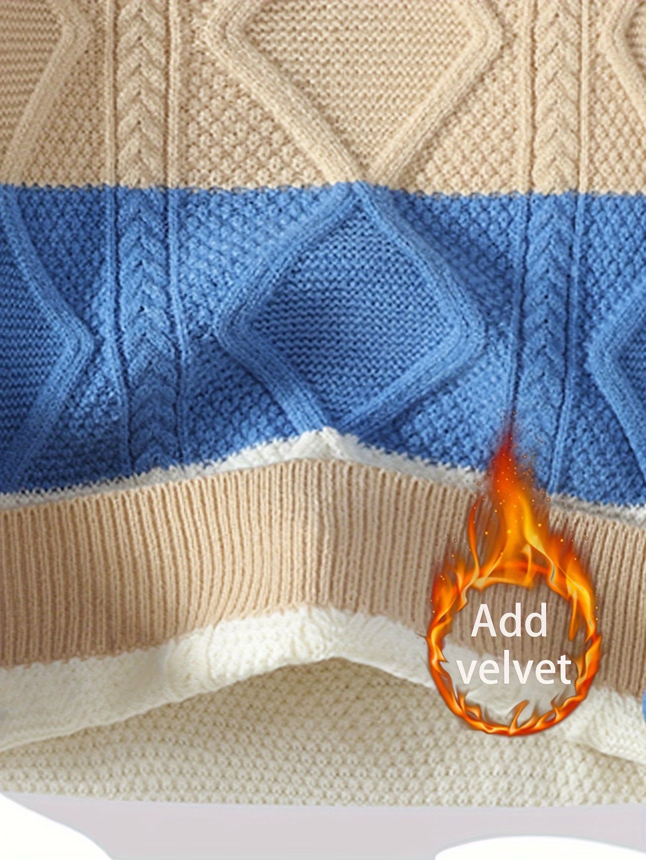 Selfwear™ Textured Color-Block Knit Crewneck Sweater