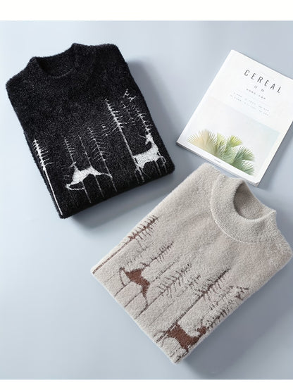 Selfwear™ Forest Print Knit Crewneck Sweater