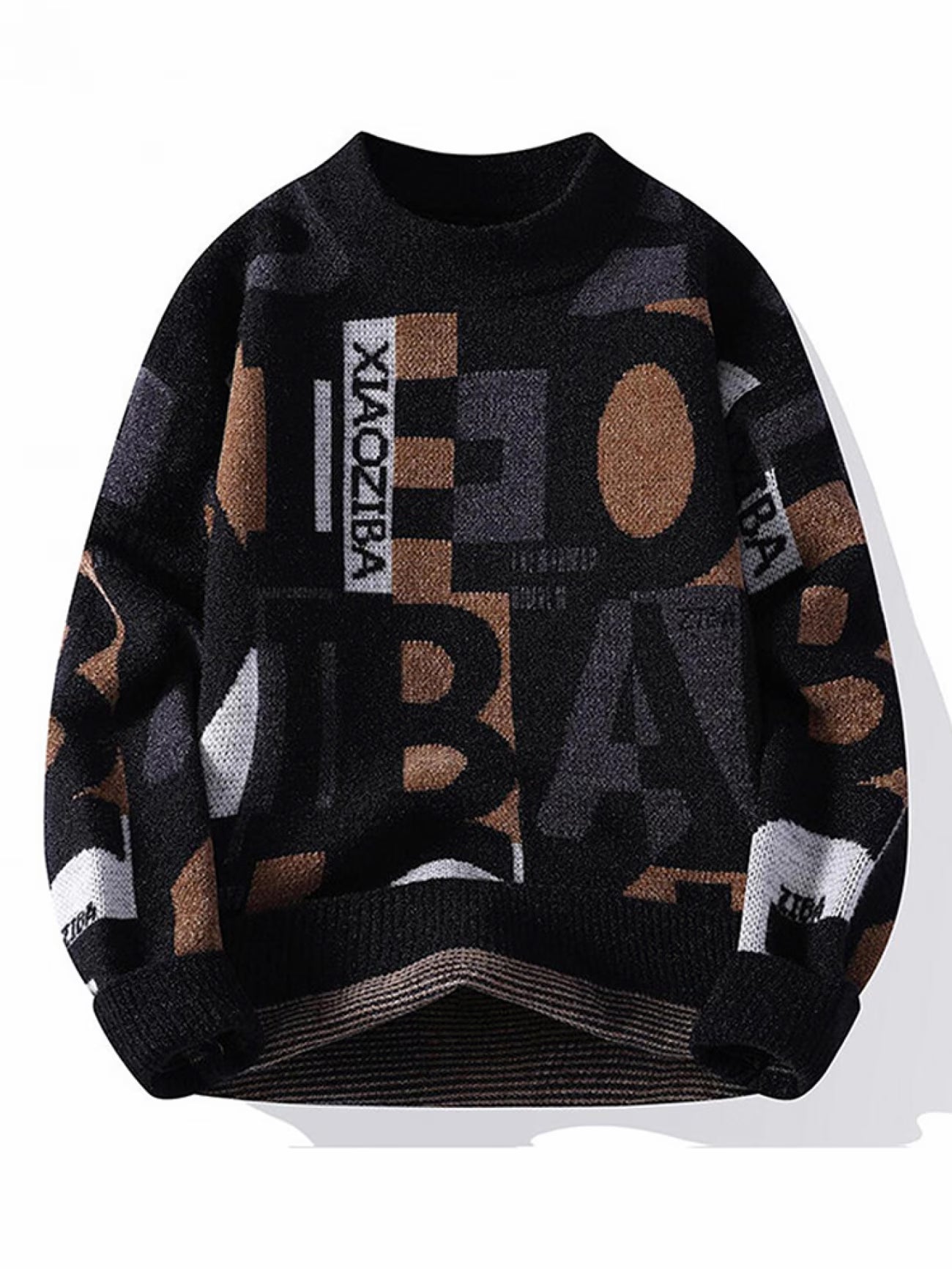 Selfwear™ Abstract Pattern Knit Crewneck Sweater