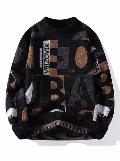 Selfwear™ Abstract Pattern Knit Crewneck Sweater