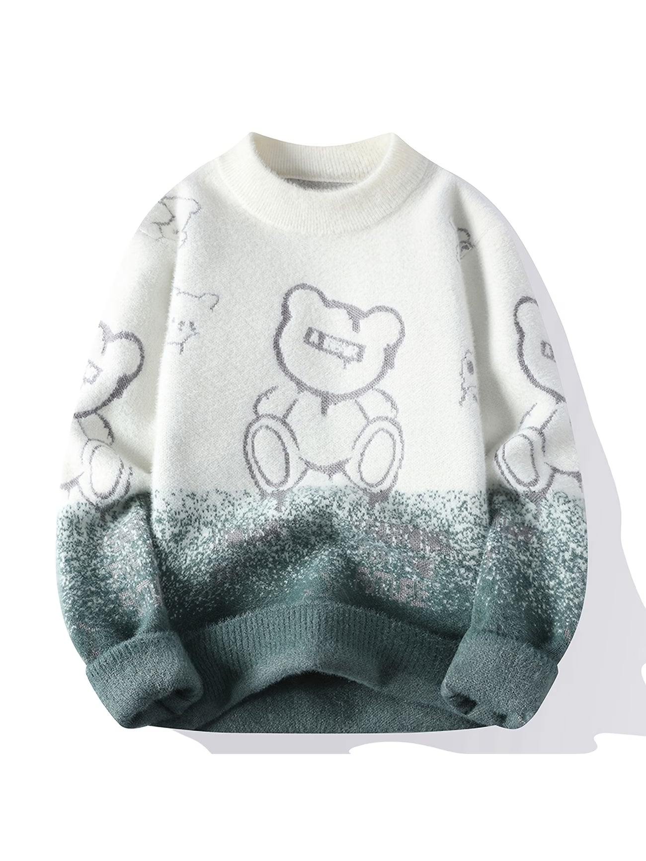 Selfwear™ Bear Print Knit Crewneck Sweater
