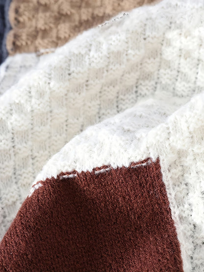 Selfwear™ Patchwork Knit Crewneck Sweater