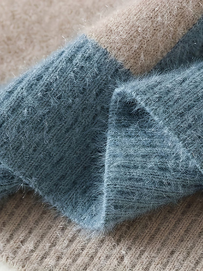 Selfwear™ Color-Block Knit Crewneck Sweater