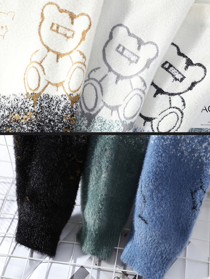 Selfwear™ Bear Print Knit Crewneck Sweater