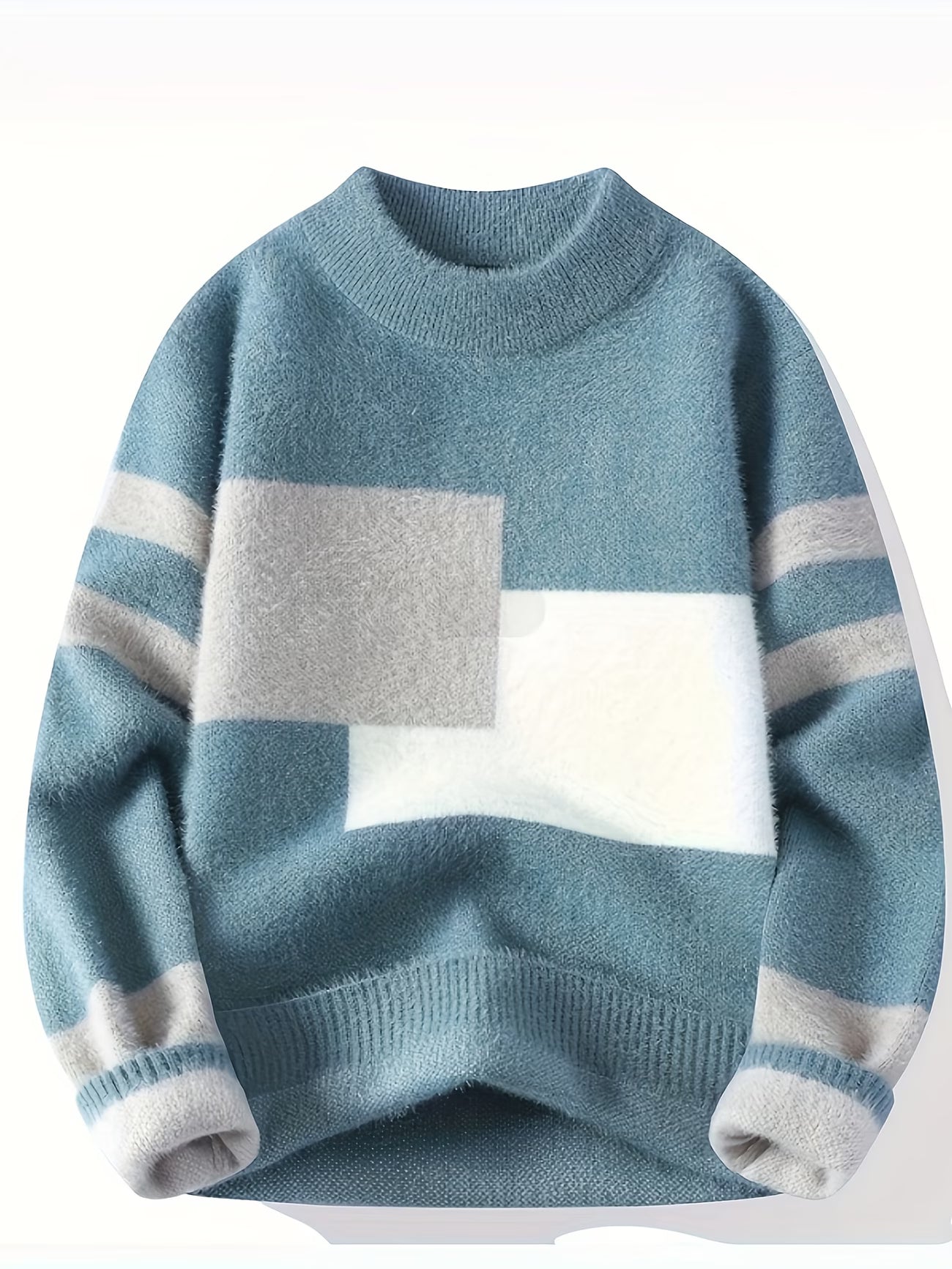 Selfwear™ Color-Block Knit Crewneck Sweater