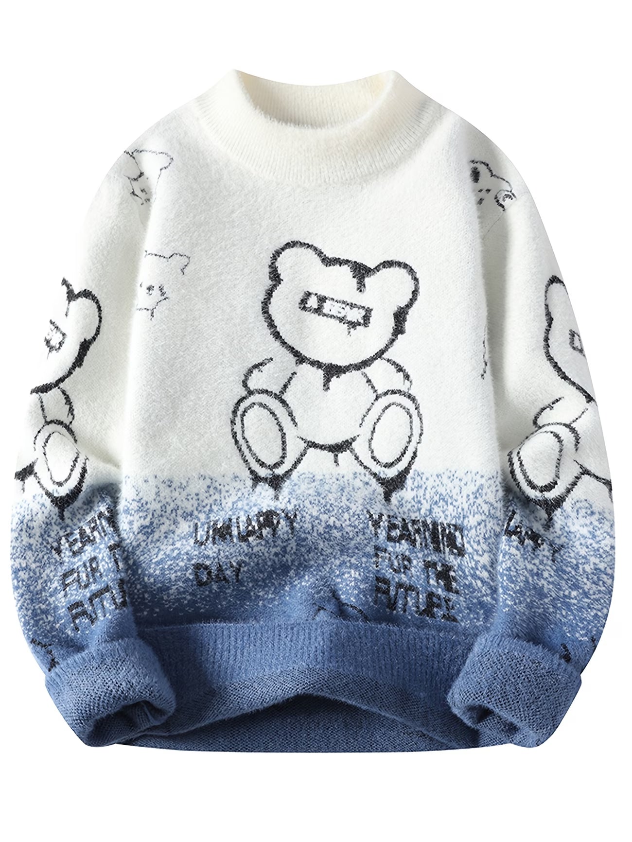 Selfwear™ Bear Print Knit Crewneck Sweater
