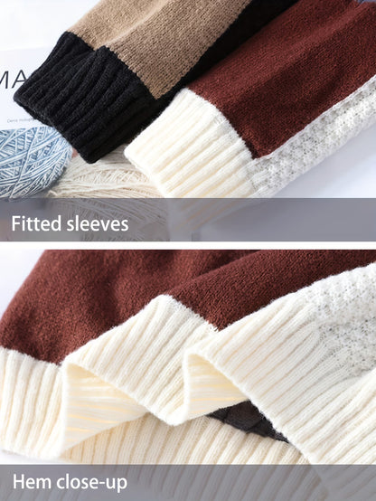 Selfwear™ Patchwork Knit Crewneck Sweater