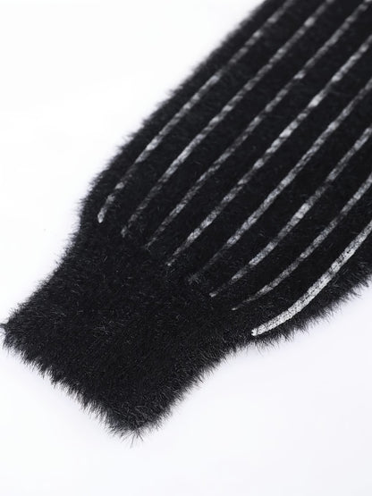 Selfwear™ Contrast Sleeve Knit Crewneck Sweater