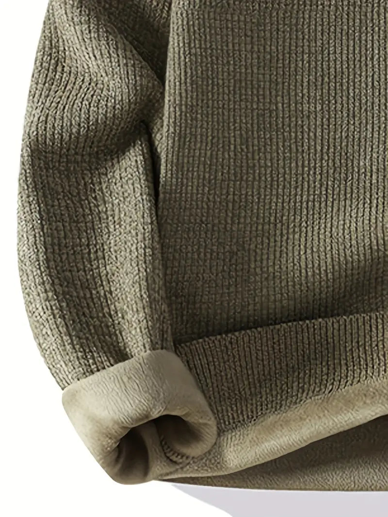 Selfwear™ Minimal Embroidered Knit Sweater – Olive Green