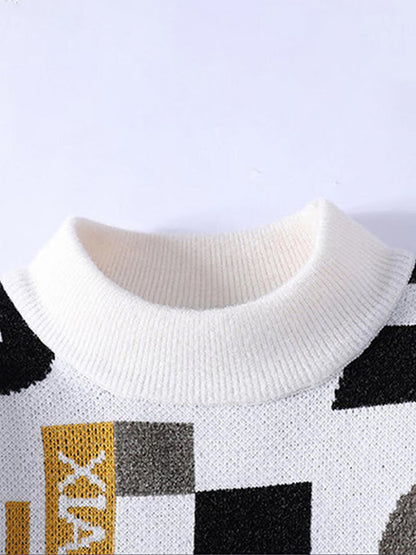 Selfwear™ Abstract Pattern Knit Crewneck Sweater