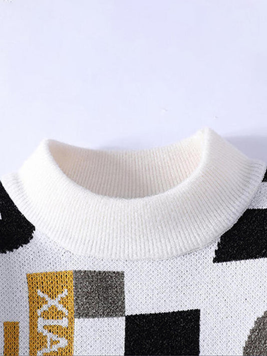 Selfwear™ Abstract Pattern Knit Crewneck Sweater